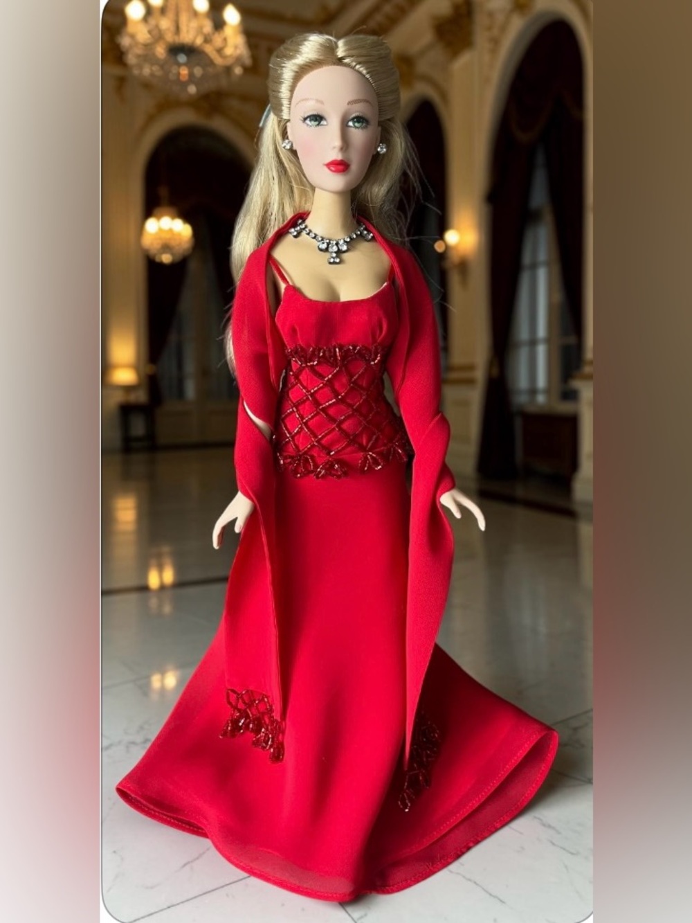 Madame Alexander "Crimson Christmas" Doll in Red Evening Gown with Shawl